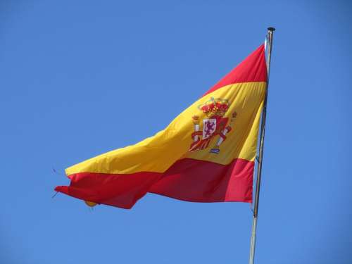 Flag Spain Sky Wind Holiday Fluttering Spanish