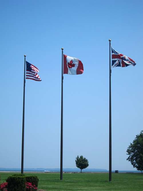 Flag Sky America Canada Britain Wind Patriotism