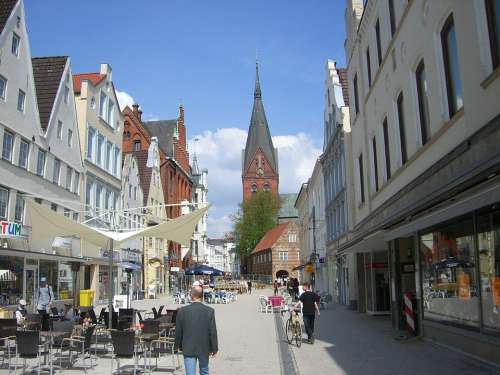 Flensburg Downtown Pedestrian Zone St Mary'S