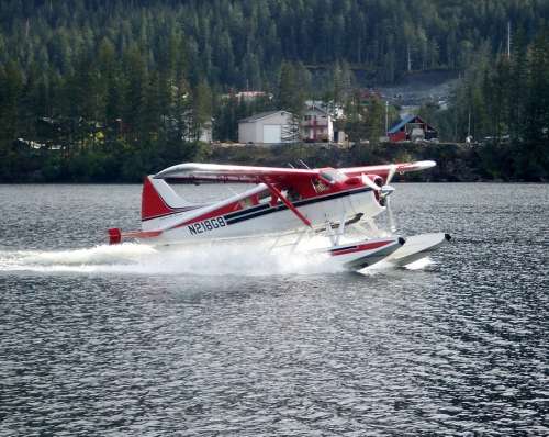 Float Plane Seaplane Flying Aerial Alaska Lake