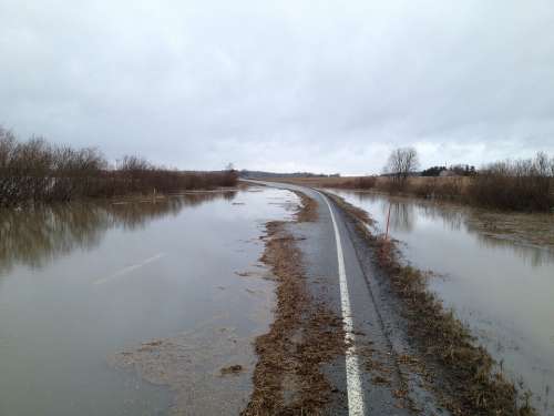 Flood Road Water Driveway Across Finnish Ypäjä