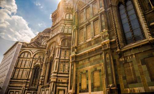 Florence Italy Domo Cathedral Architecture Clouds
