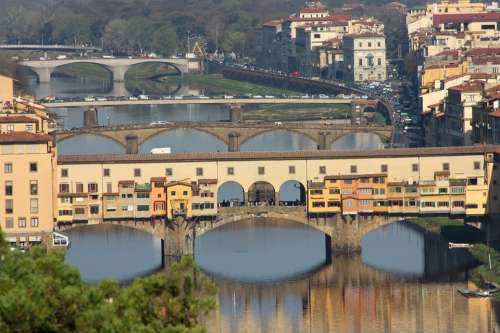 Florence Ponte Vecchio Landscape Arno Tuscany