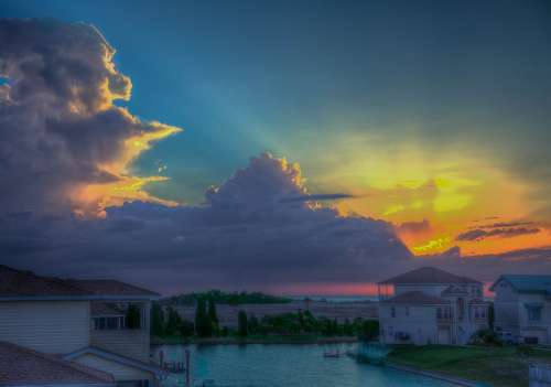 Florida Beach Canal Sunset Nature Clouds Scenic