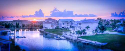 Florida Sunset Architecture Water Sky Skyline