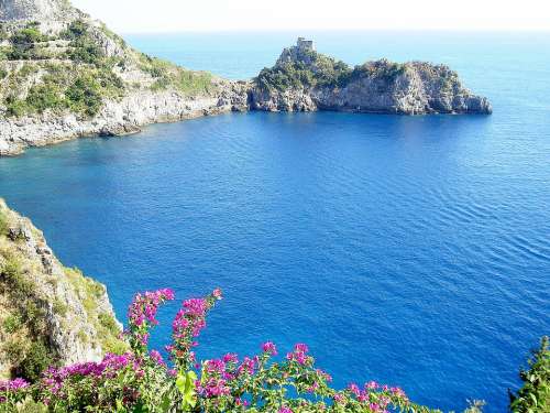 Flowers Island Italy Amalfi Coast Water Sea Ocean