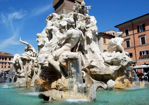 Fontana Dei Quattro Fiumi Rome Piazza Navona Statue