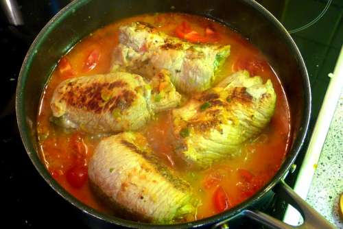 Food Pan Cook Stew Meat Roulades