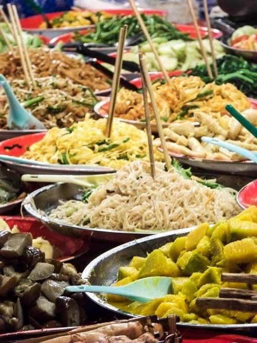 Food Market Laos Spicy Taste Herbs Sell