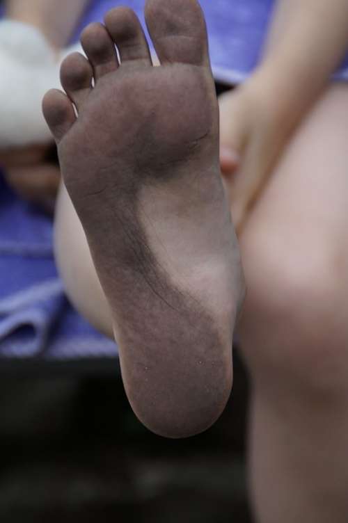 Foot Footprint Child'S Black Dirty Barefoot