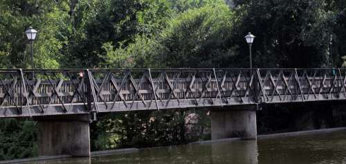 Footbridge Creek Bridge Stream Wooden Walkway