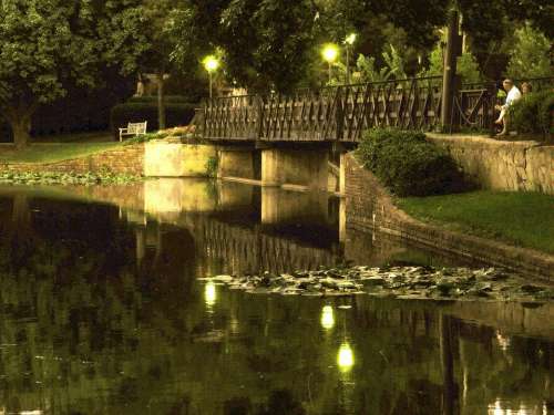 Footbridge Night Dusk Stream Creek Water Bridge