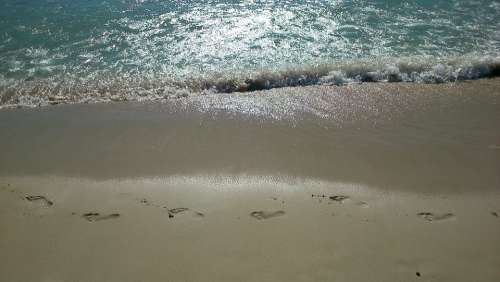 Footprints Sand Sun Beach Sea Coast Ocean