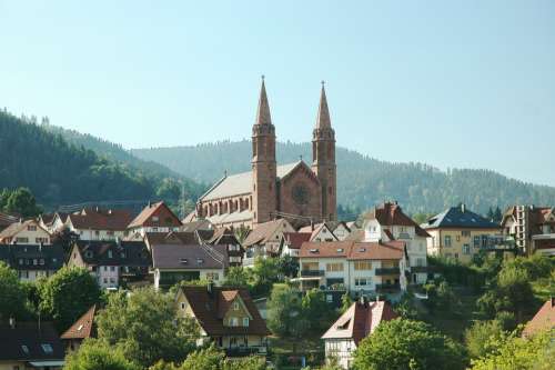 Forbach Black Forest City Houses Mountains Sky