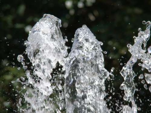 Fountain Jet Water Spray Drops Summer Sun Day