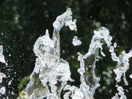 Fountain Jet Water Spray Drops Summer Sun Day
