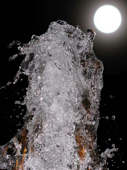 Fountain Water Moon Play Ball Light Reflections