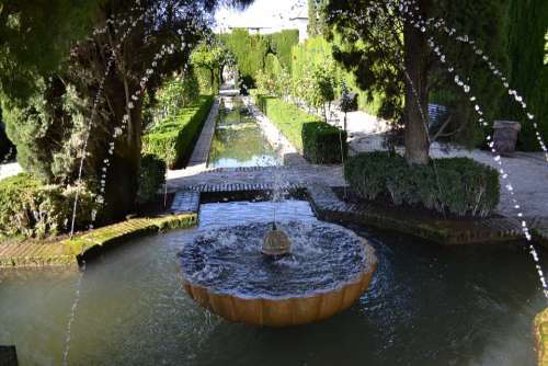Fountain Alhambra Granada Garden Spain