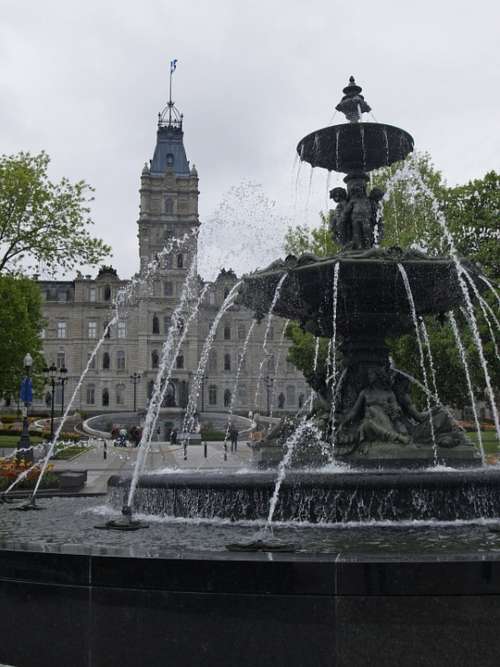 Fountain Quebec City Quebec Canada Building City