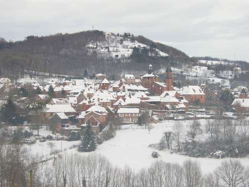 France Winter Village Snow Landscape Valley