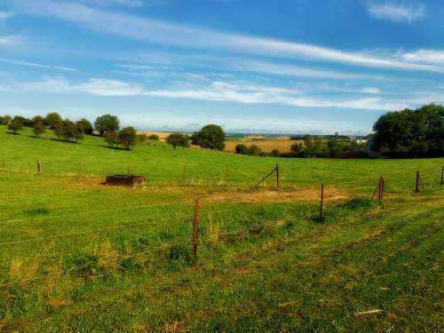 France Farm Rural Country Countryside Fence