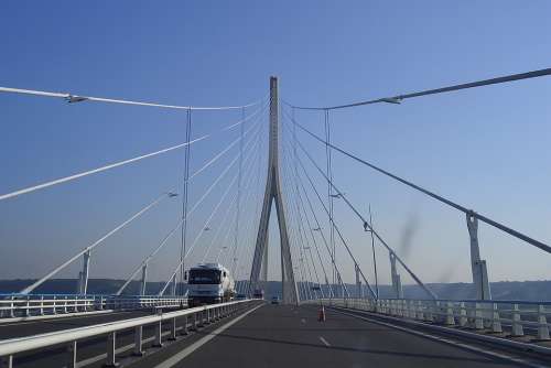 France Normandy Bridge Architecture Auto Road