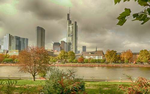 Frankfurt Germany River Water Fall Autumn City