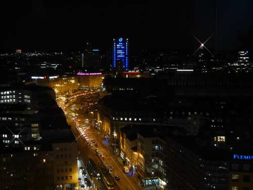 Frankfurt Architecture Night City Traffic