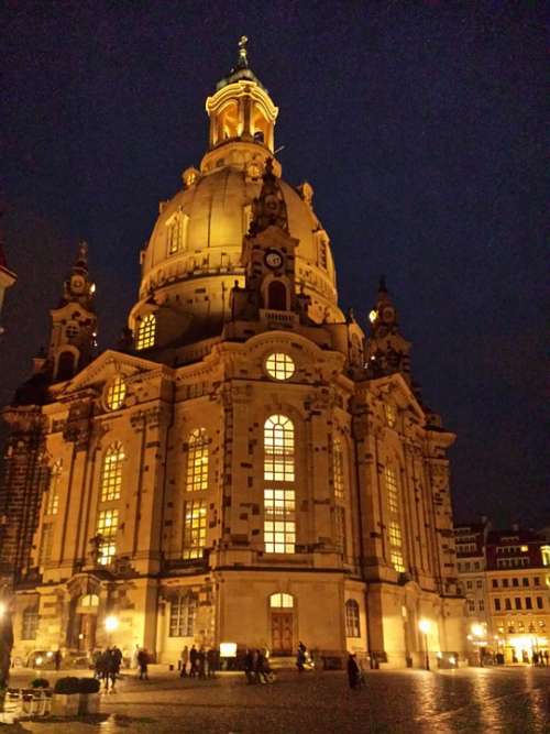 Frauenkirche Dresden Historic Center Building Night