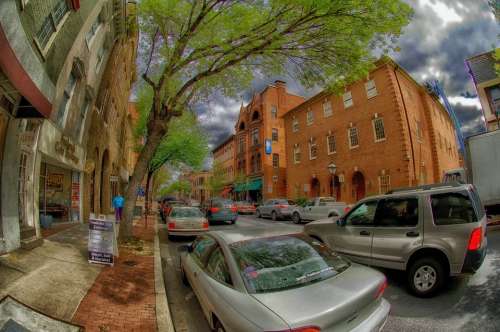 Frederick Maryland Town Street Cars Trucks Trees