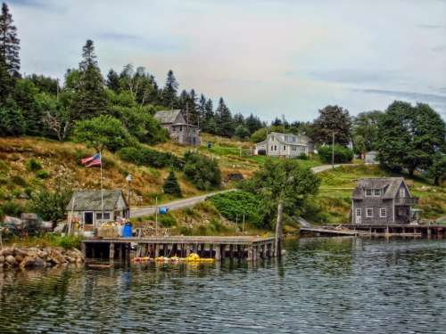 Frenchboro Maine Harbor Bay Water Dock Houses