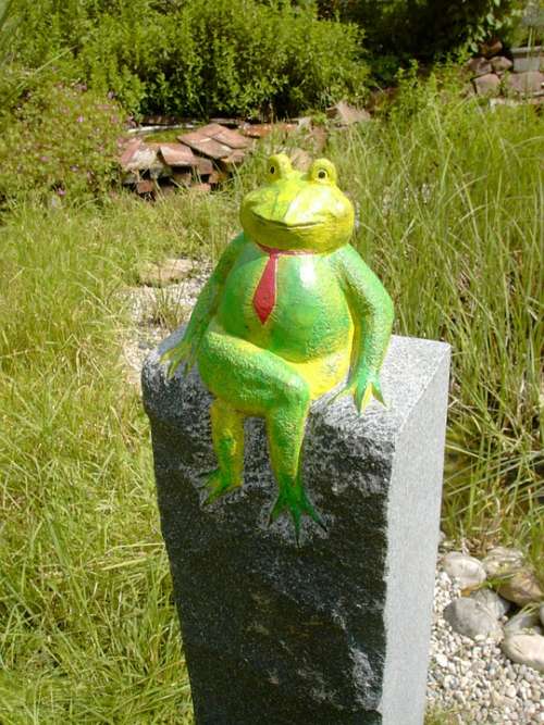 Frog Granite Stele Garden Grass Figure