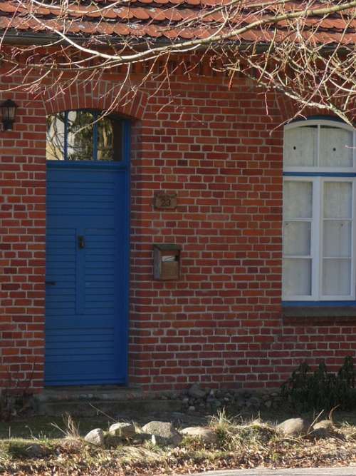 Front Door Blue Door House House Entrance Door Old