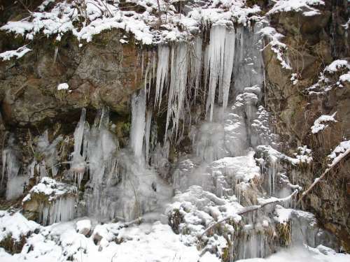 Frozen Waterfall Ice Water Winter Rocks Rural