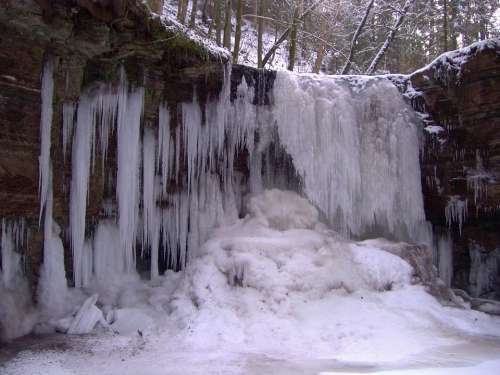 Frozen Waterfall Winter Icicle Wintry