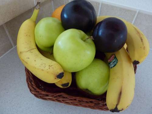 Fruit Basket Apples Bananas Apple Food Yellow