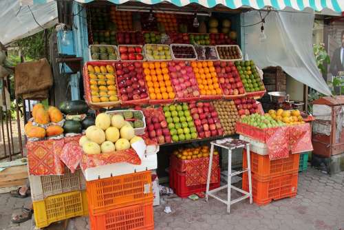 Fruit Shop Fruit Vendor Street India Vendor Fruits