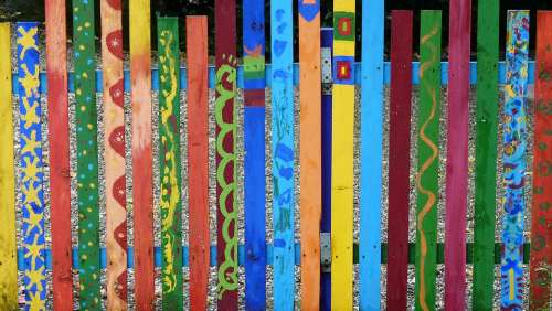 Garden Fence Wood Colorful Color