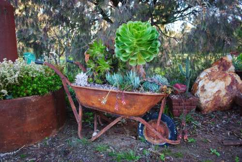 Gardening Landscaping Wheelbarrow Garden Old