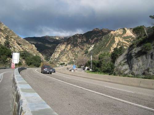 Gaviota Pass Road Tunnel Freeway Nature Cars