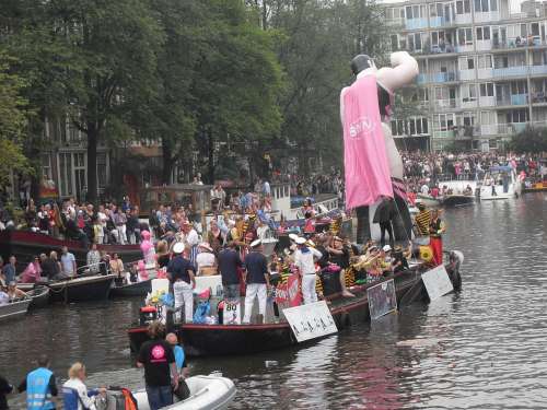 Gay Parade Beaten Up Amsterdam Summer Canals