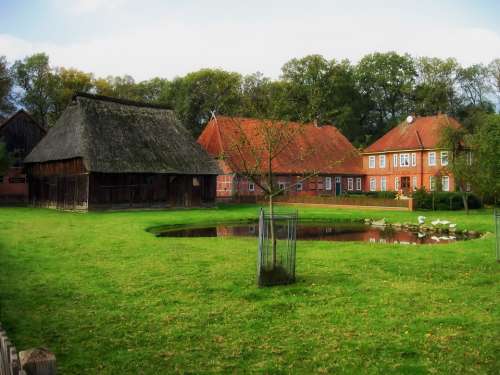 Germany Farm Rural Country House Barn Lot Pond
