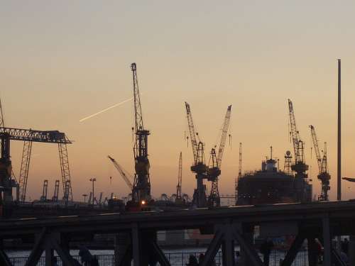 Port Harbour Cranes Germany City Hamburg