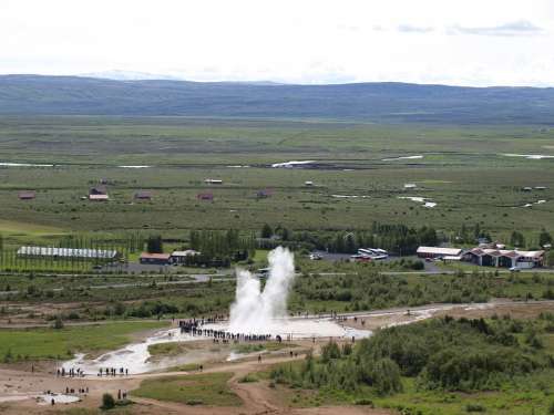 Geyser Iceland Landscape Fountain Eruption