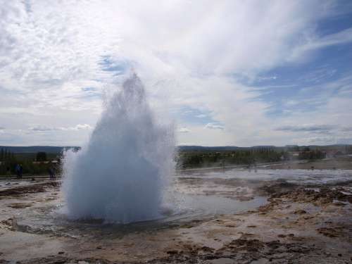 Geyser Iceland Landscape Fountain Eruption