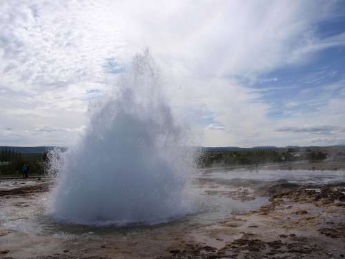 Geyser Iceland Landscape Fountain Eruption