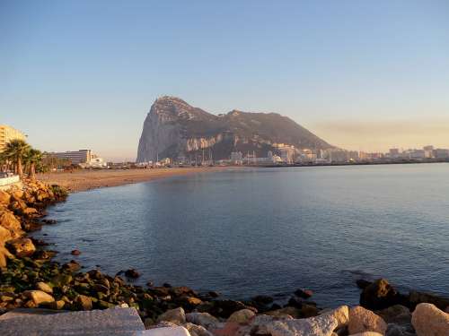 Gibraltar Spain Rock Algeciras Sea Shore
