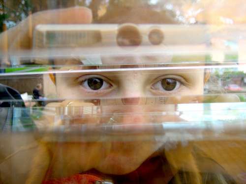 Girl Eyes Optical Deception Glass Abstract