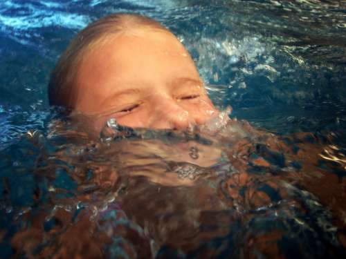 Girl Swim Emerge Submerge Water Pool Swimming