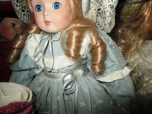 Girl Doll Fabric Lure Blond Eyes Blue Pin Curls